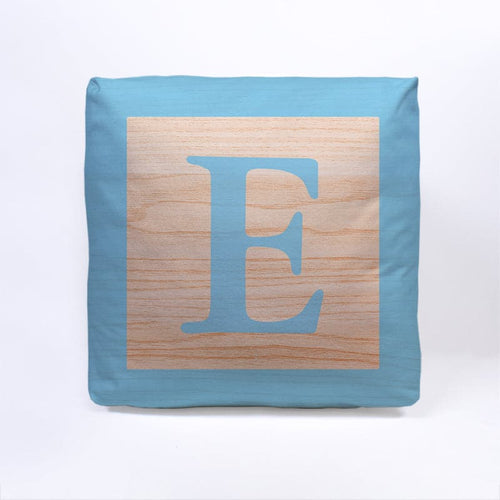 Blue Initial Baby Block Cube Cushion - 10"