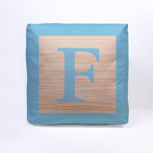 Blue Initial Baby Block Cube Cushion - 10"