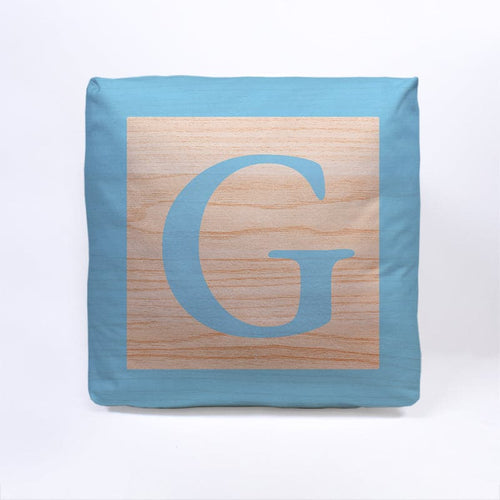 Blue Initial Baby Block Cube Cushion - 10"