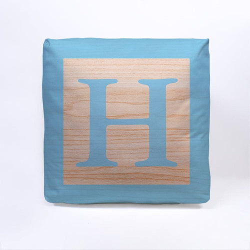 Blue Initial Baby Block Cube Cushion - 10"