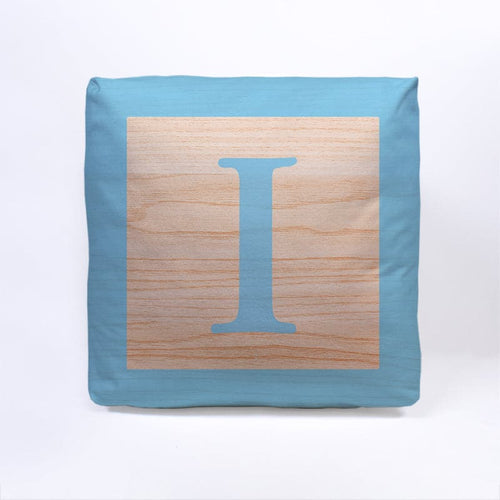 Blue Initial Baby Block Cube Cushion - 10"