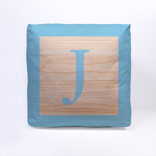 Blue Initial Baby Block Cube Cushion - 10"