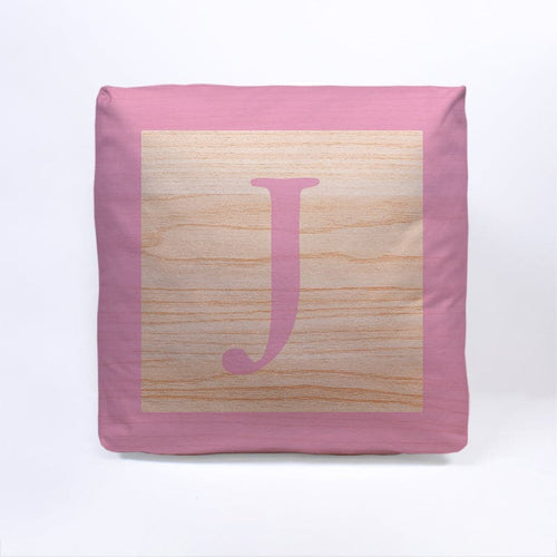 Pink Initial Baby Block Cube Cushion - 10"