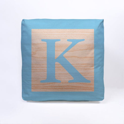 Blue Initial Baby Block Cube Cushion - 10"