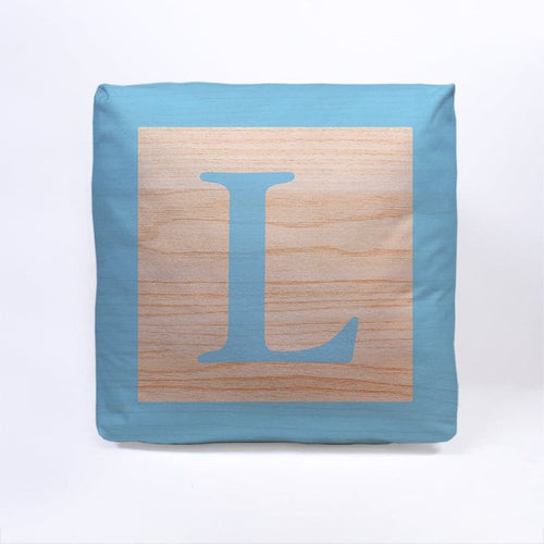 Blue Initial Baby Block Cube Cushion - 10"