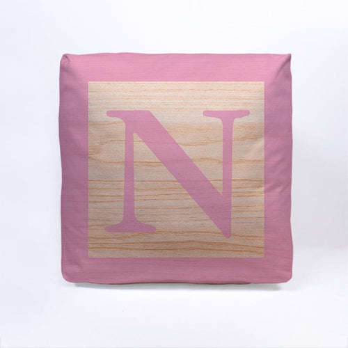 Pink Initial Baby Block Cube Cushion - 10"