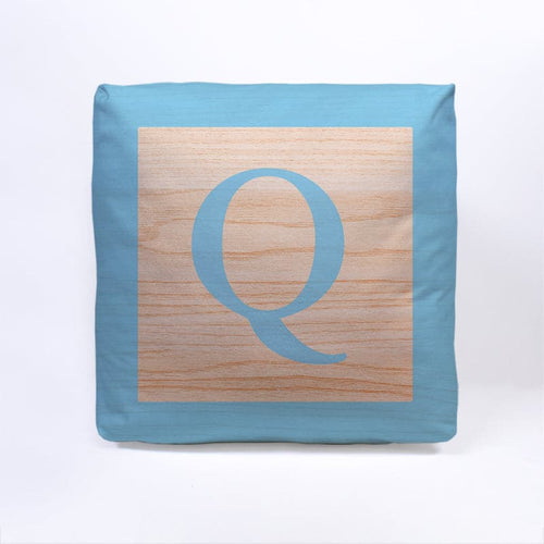 Blue Initial Baby Block Cube Cushion - 10"