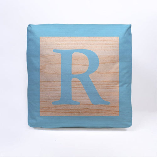 Blue Initial Baby Block Cube Cushion - 10"