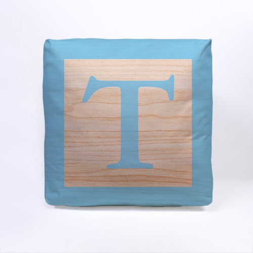 Blue Initial Baby Block Cube Cushion - 10"