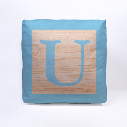 Blue Initial Baby Block Cube Cushion - 10"