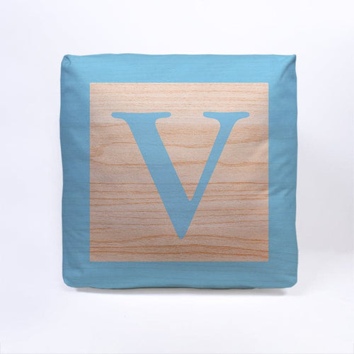 Blue Initial Baby Block Cube Cushion - 10"