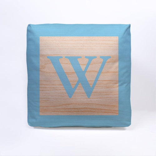 Blue Initial Baby Block Cube Cushion - 10"