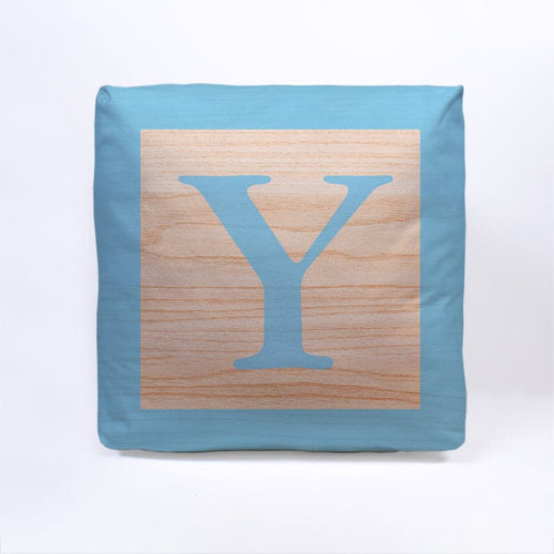 Blue Initial Baby Block Cube Cushion - 10"