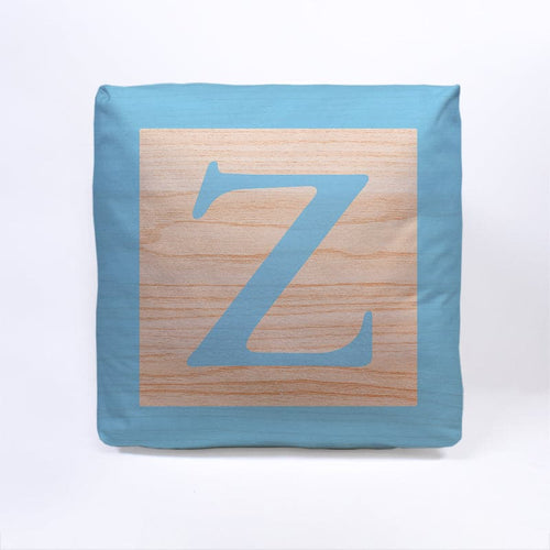 Blue Initial Baby Block Cube Cushion - 10"