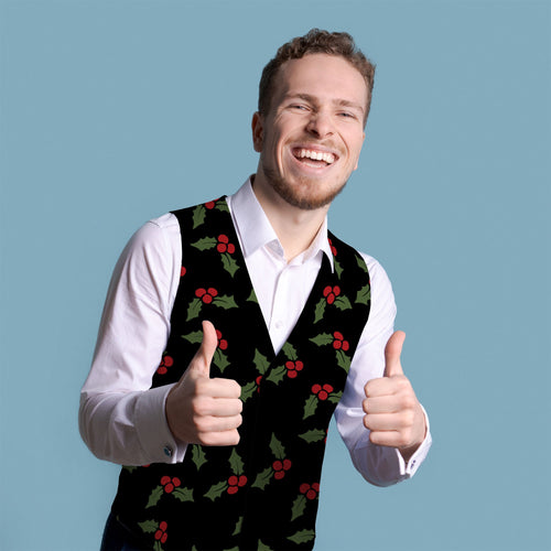 Bah Humbug - Holly - Novelty Costume Fancy Dress Waistcoat ( 4 sizes available )