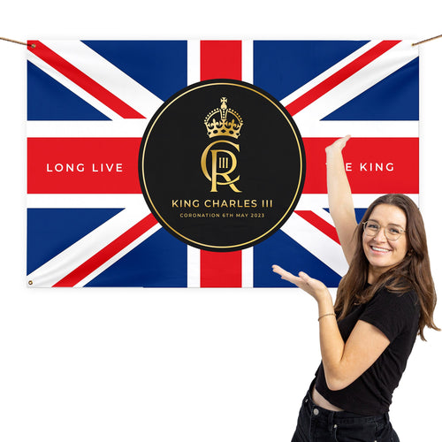 King Charles Coronation - Royal Monogram - 5ft x 3ft Fabric Banner