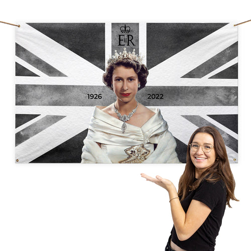 Queens Commemorative - Monochrome Portrait - 5ft x 3ft Fabric Banner