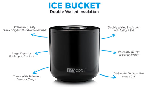 Barcool 4L Ice Bucket Round - Black