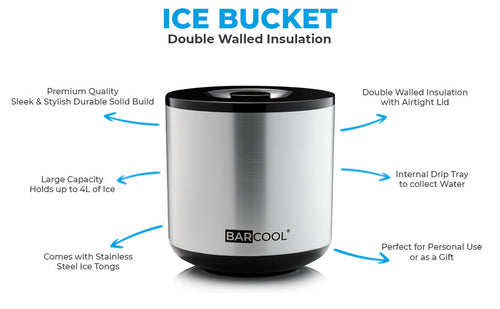 Barcool 4L Ice Bucket Round - Silver