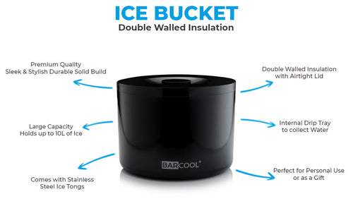 Barcool 10L Ice Bucket Round - Black