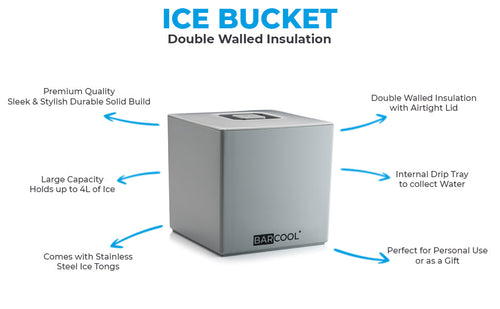 Barcool 4L Ice Bucket Square - Grey