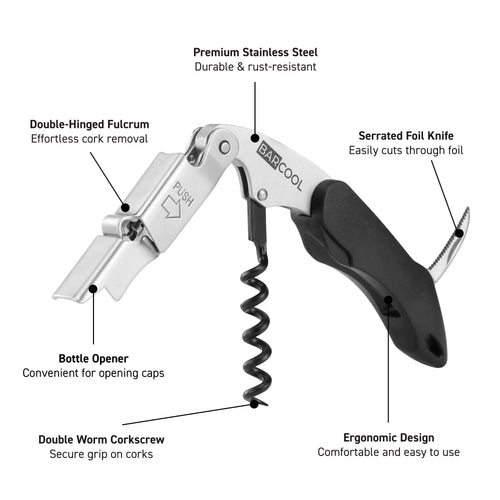 Barcool Wine Opener Stainless Steel - Black