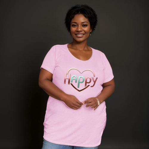 Ribbed Lon T-Shirt with “Happy Heart” Logo