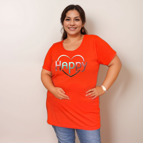 Ribbed Lon T-Shirt with “Happy Heart” Logo