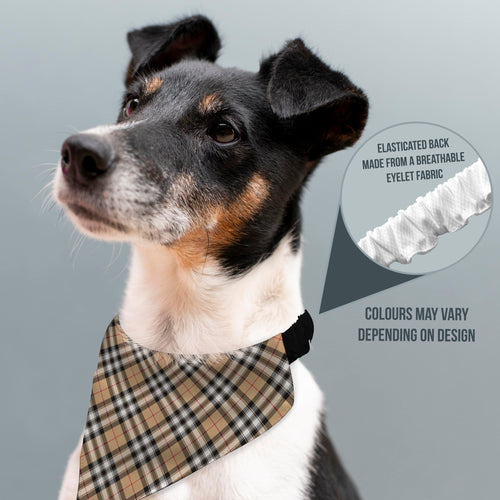 Beige Tartan - Dog Bandana - 4 Sizes