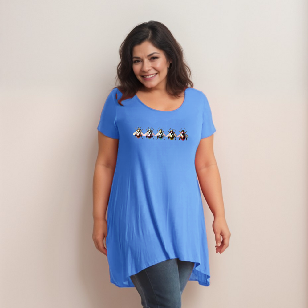 Multi Coloured Bee-Logo Hanky-Hem Swing Top