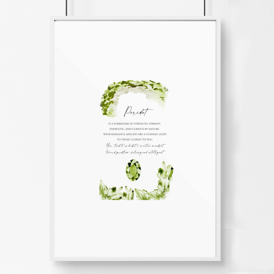 August Peridot Birthstone wall art print