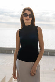 Sleeveless Mock Neck Micro Modal Top