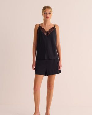 Black Washable Organic Stretch Silk Shorts