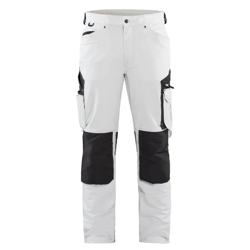 Blaklader 1089 4-Way Stretch Painters Work Trousers White/Dark Grey, 34" Waist Short Leg