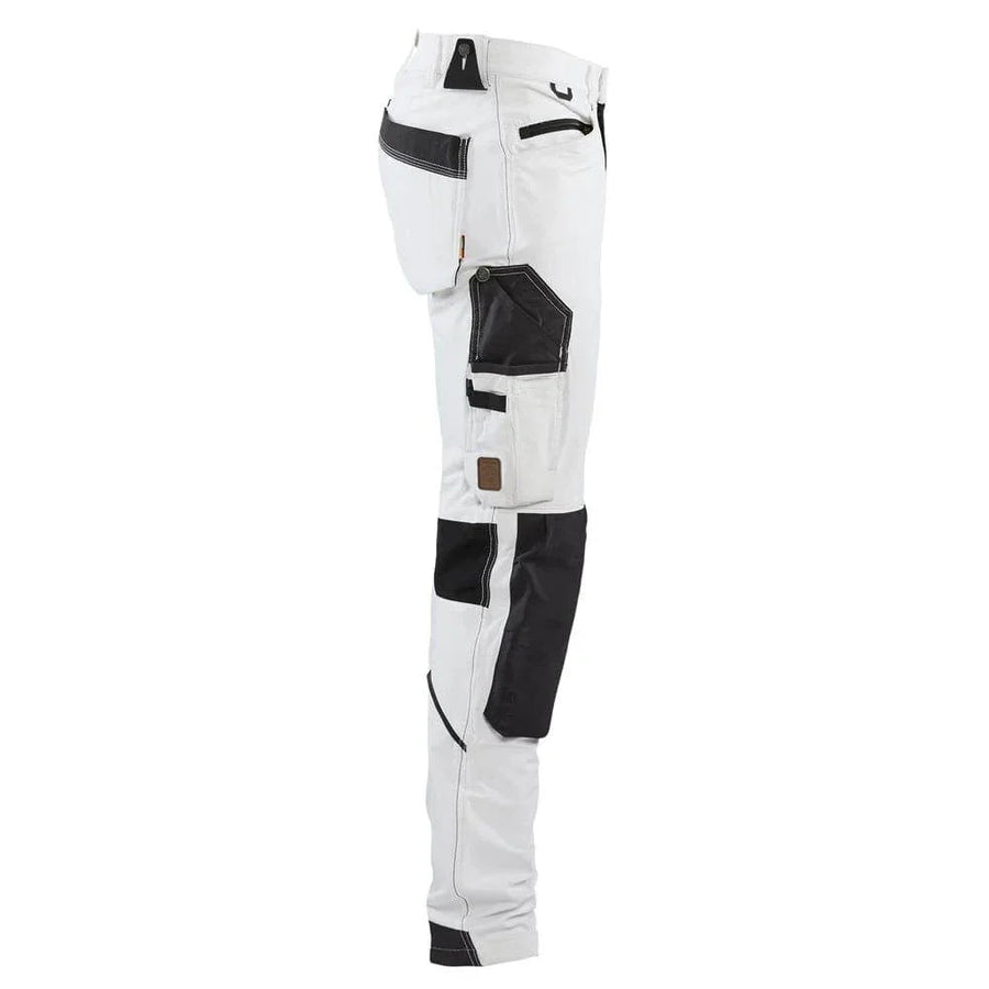 Blaklader 1089 4-Way Stretch Painters Work Trousers White/Dark Grey, 34" Waist Short Leg