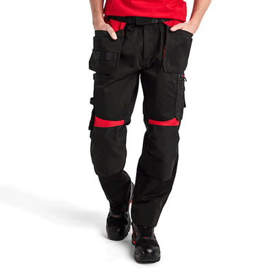 Blaklader 1555 Holster Pocket Craftsmen Work Trousers Black / Red