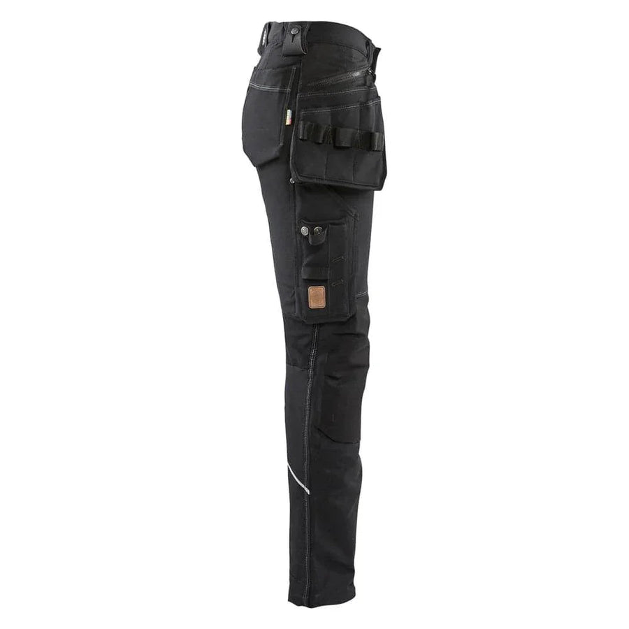 Blaklader 7198 Women's 4-Way Stretch Holster Pocket Work Trousers Black UK 12, Regular Leg
