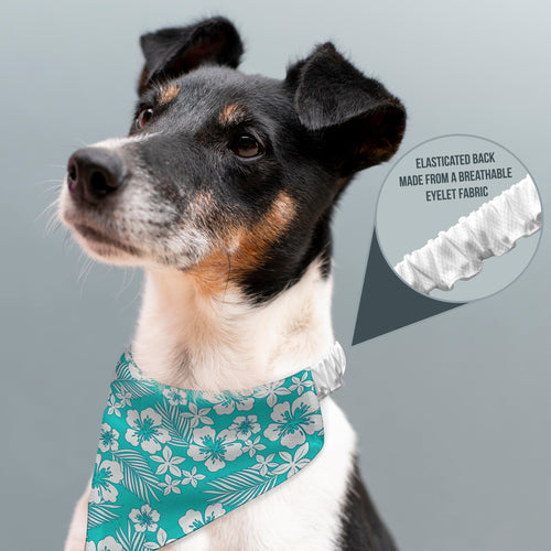 Blue Hibiscus Hawaiian - Dog Bandana - 4 Sizes