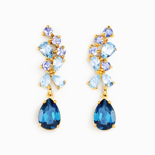Blue Gemstone Drop Earrings in 18k Gold Vermeil