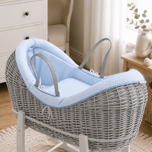 Wicker Deluxe Pod Baby Moses Basket With Stand