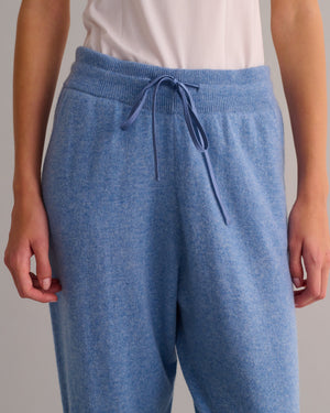 Chambray Blue Cashmere Cuffed Ankle Joggers