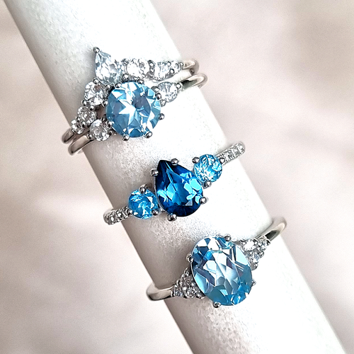 London Blue and Swiss Blue Topaz Ring in 18k Gold Vermeil