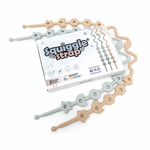 Squiggle Strap® Antimicrobial LFGB Silicone Toy Straps (2pcs)