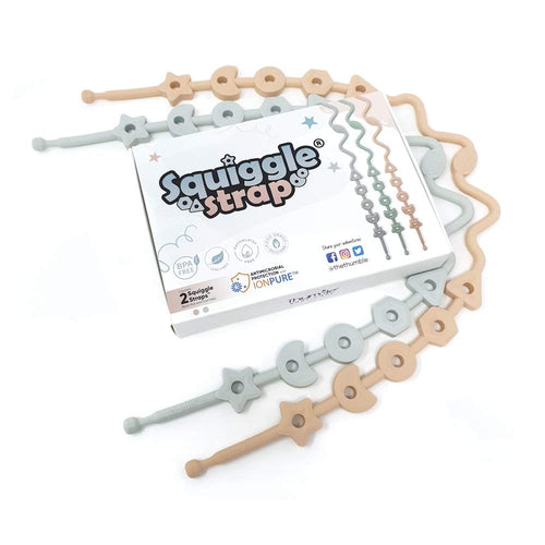 Squiggle Strap® Antimicrobial Toy Strap (2pcs) - Blush Pink & Cool Grey