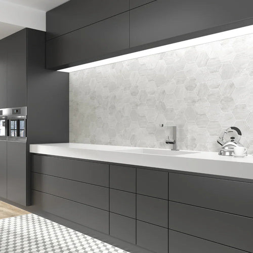 Bordaux Hexagon White Porcelain Tile 14 x 16cm