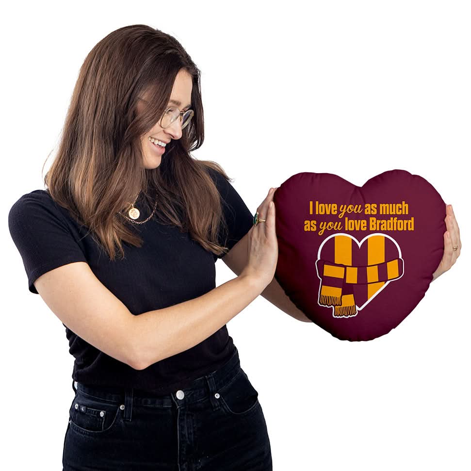 Love You as much as You Love Bradford - Heart Shaped Cushion