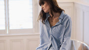 Pale Blue Striped Brushed Organic Cotton Pyjama Set