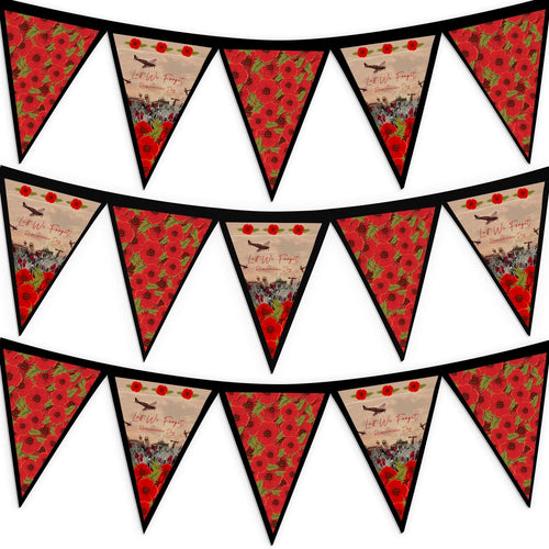Remembrance Day - War Scene - 3m Fabric Bunting With 15 Individual Triangles