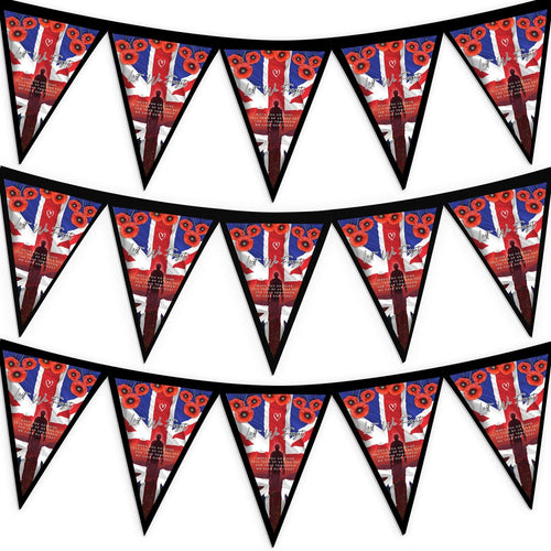 Remembrance Day - Sunset Soldier - 3m Fabric Bunting With 15 Individual Triangles