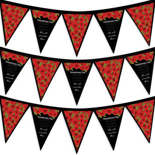 Remembrance Day Poem - 3m Fabric Bunting With 15 Individual Triangles